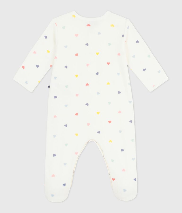 Babies' heart-print velour pyjama suit white/multicolor