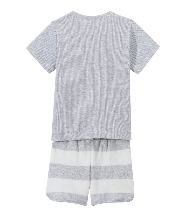 Boy's two-fabric shortie pyjamas grey/white