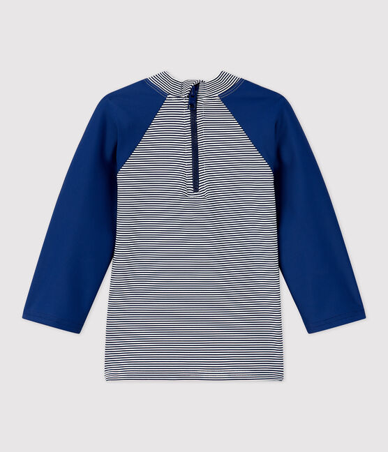 Babies' UV-Resistant Recycled T-Shirt MEDIEVAL blue/MARSHMALLOW white
