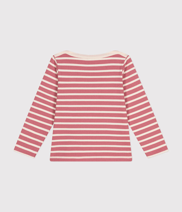 Iconic Breton top in cotton for girls or boys pink/ecru