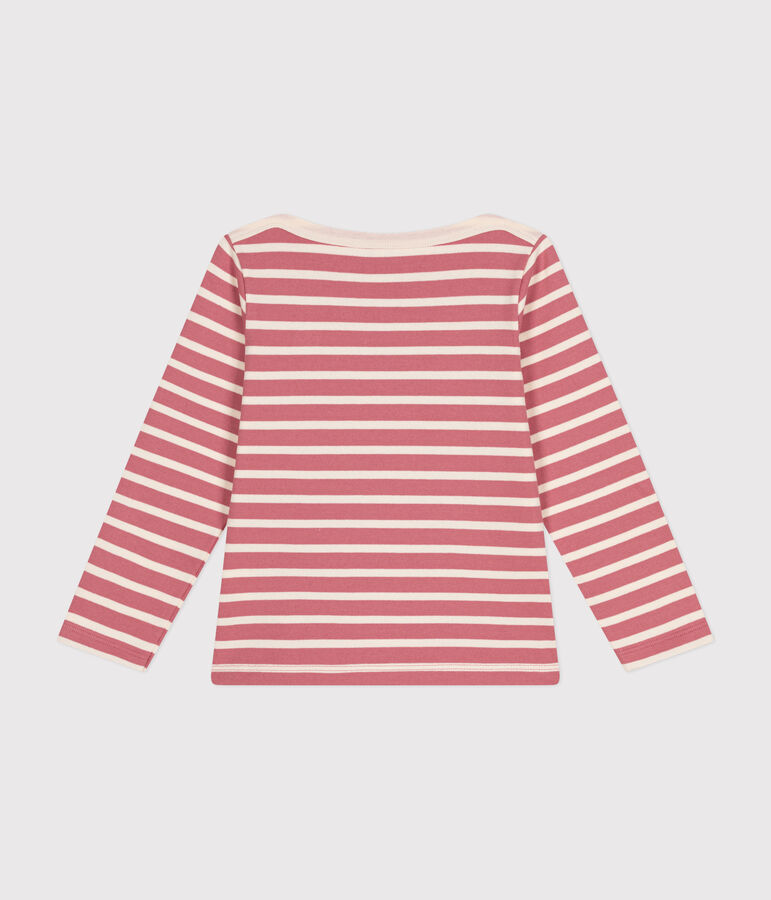 Iconic Breton top in cotton for girls or boys pink/ecru