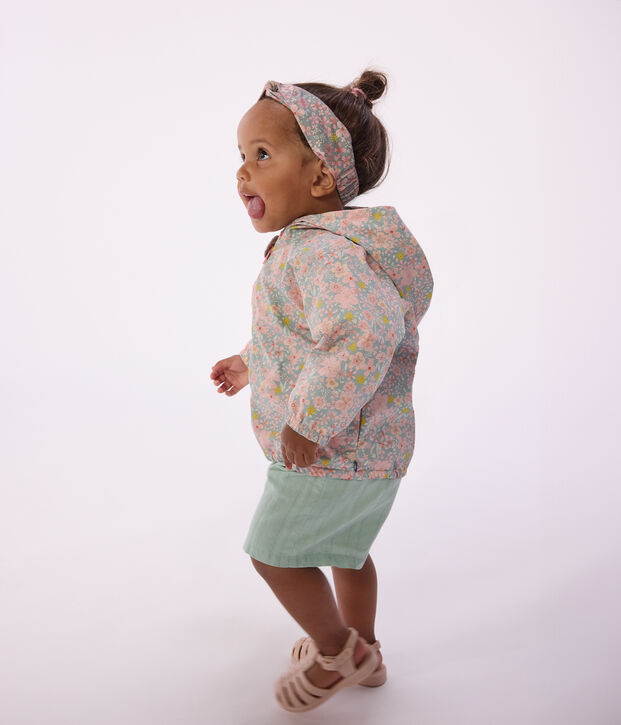 Babies' floral print windbreaker with a pinstripe lining blue/multicolor