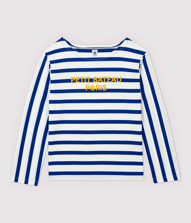 Women's Fine Breton Top. white/blue