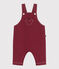 Babies' long-leg coloured denim dungarees AMARANTE