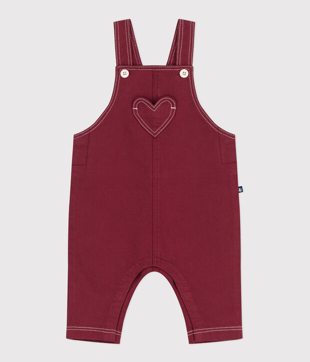 Babies' long-leg coloured denim dungarees red