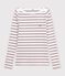 Women's admiral collar stripy cotton T-shirt with long sleeves white/red