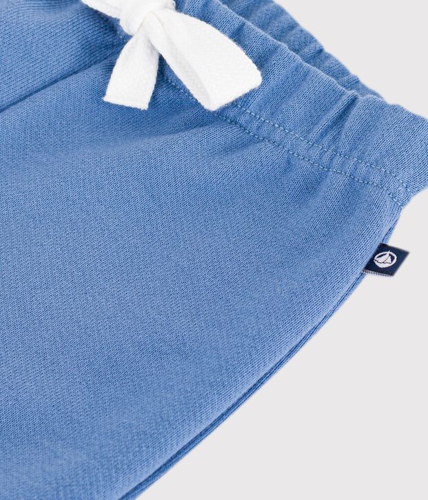 Babies' jogging bottoms in plain cotton blue
