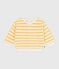Babies' stripy cotton hooded sweatshirt yellow/white