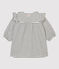 Baby Girls' Striped Organic Cotton Dress MARSHMALLOW white/SMOKING blue