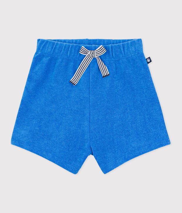Babies' plain terry shorts blue