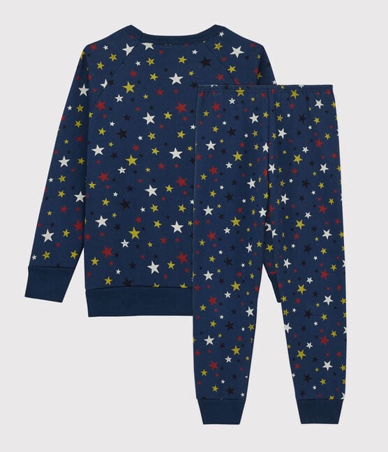 Children's Starry Fleece Pyjamas MEDIEVAL blue/MULTICO white