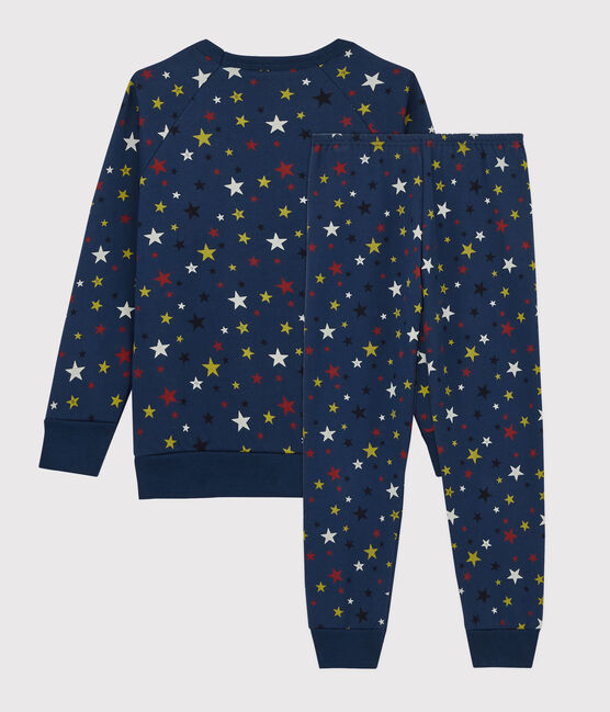 Children's Starry Fleece Pyjamas MEDIEVAL blue/MULTICO white