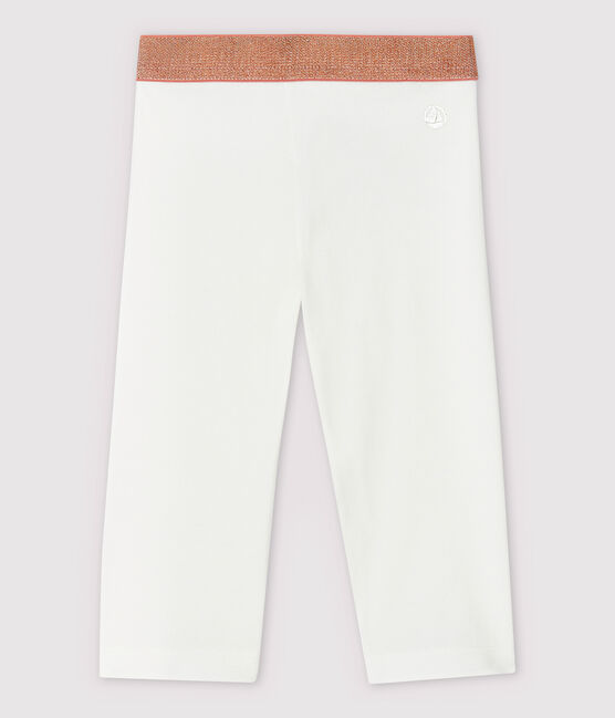 Girls' Jersey Cropped Lycra Leggings MARSHMALLOW white