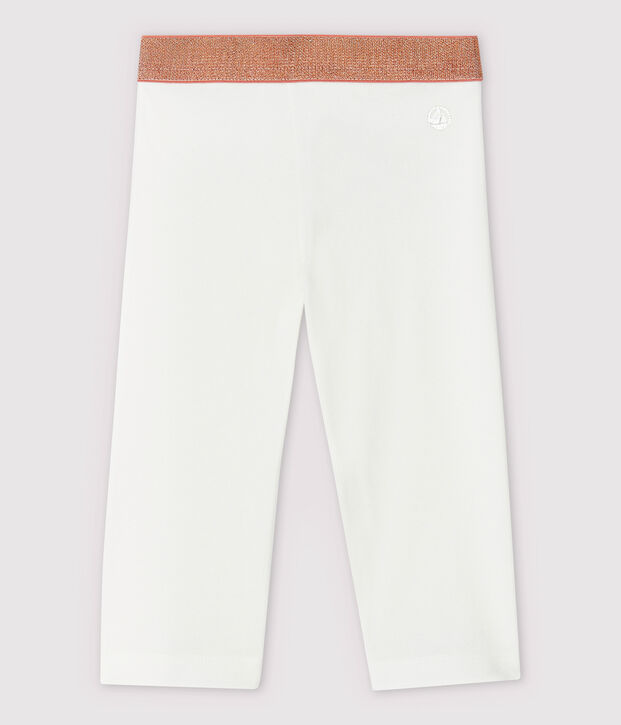Girls' Jersey Cropped Lycra Leggings white
