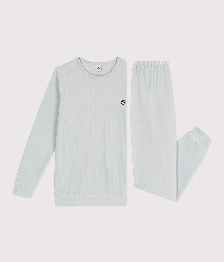 Children's plain velour pyjamas blue