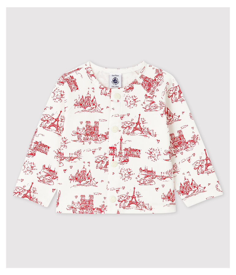 Baby Girls' Print Fleece Cardigan white/red