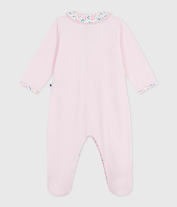 Babies' plain velour pyjama suit with a collar BARELY