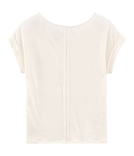 Women's short-sleeved linen t-shirt MARSHMALLOW white