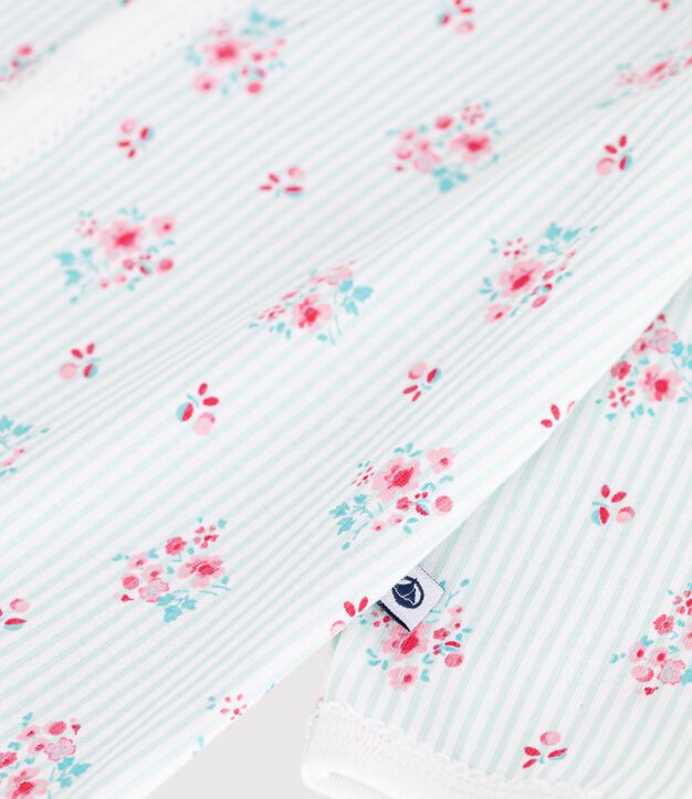 Babies' floral print cotton pyjamas white/multicolor