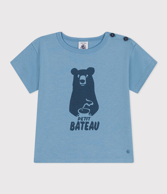 Babies' Plain Short-Sleeved Jersey T-Shirt AZUL blue