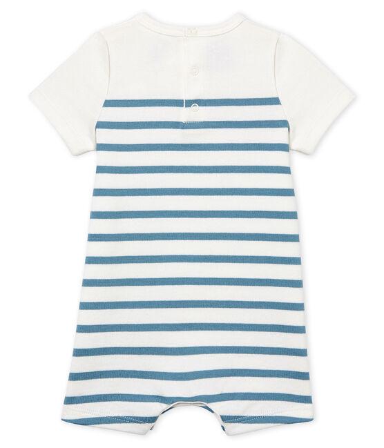 Baby Boys' Short-Sleeved Playsuit MARSHMALLOW white/FONTAINE blue