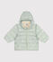 Babies' printed  puffer jacket with a retractable hood HERBIER green/MULTICO white