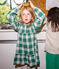 Girls' Long-Sleeved Checked Flannel Dress MATCHA /AVALANCHE