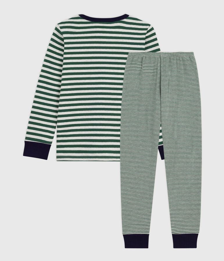 Babies' stripy tube knit pyjamas green/beige