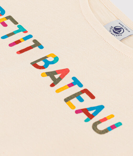 Girls' Printed Cotton T-Shirt AVALANCHE Ecru