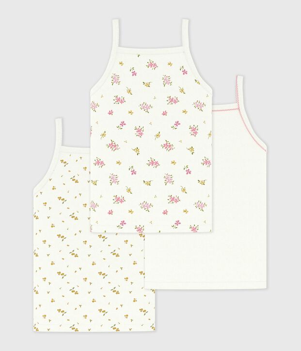 Pack of children's floral print cotton tank tops multicolor