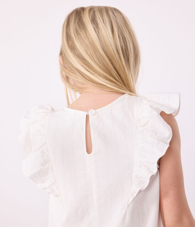 Children's short-sleeved cotton dress white/grey