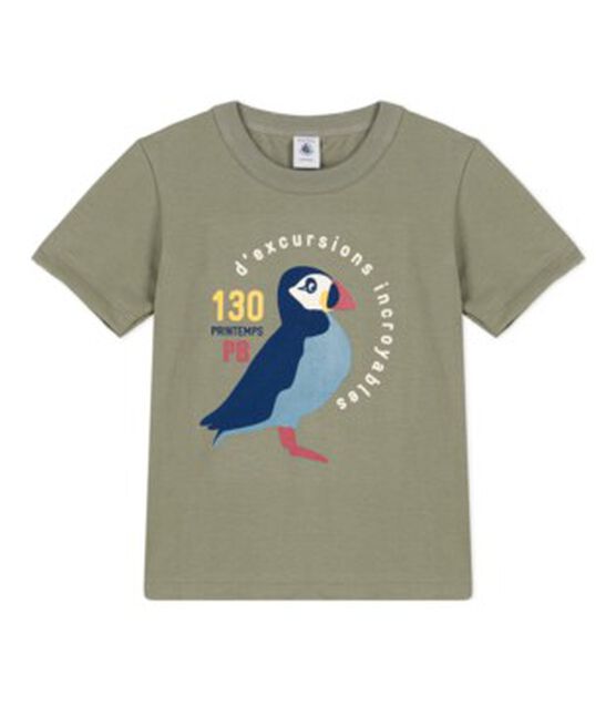 Boys' Short-Sleeved Cotton T-Shirt MARECAGE green