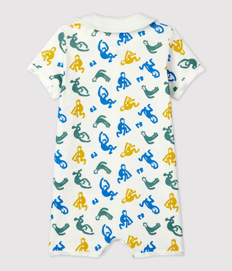 Babies' Glow-In-The-Dark Monkey Themed Cotton Playsuit white/multicolor