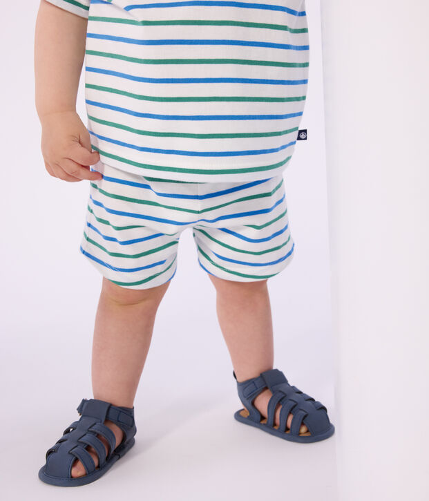 Babies stripy cotton shorts in two colours white/multicolor