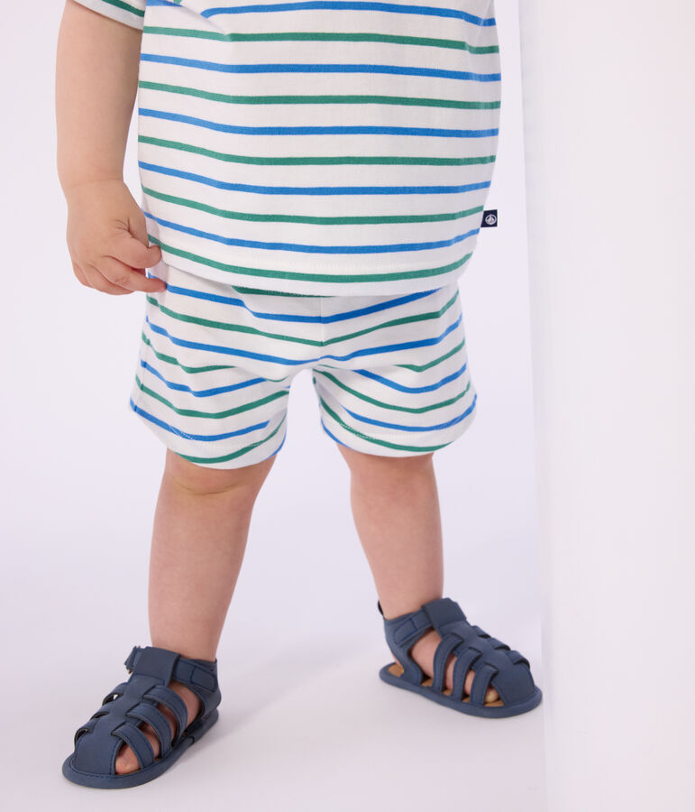 Babies stripy cotton shorts in two colours white/multicolor