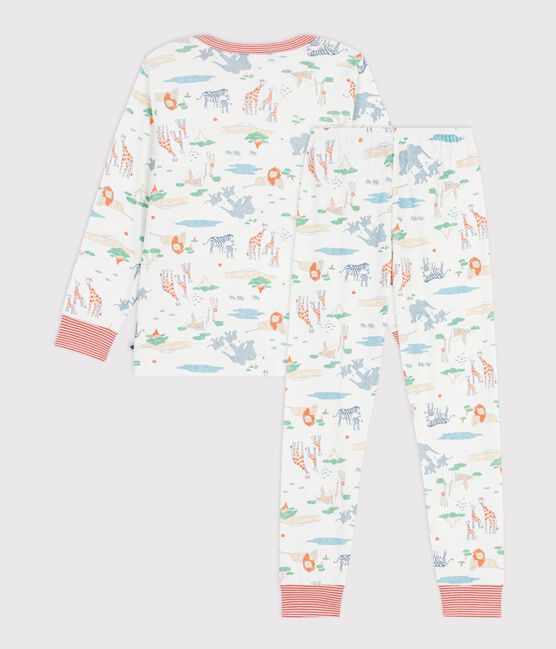 Children's savannah print cotton pyjamas MARSHMALLOW white/MULTICO white
