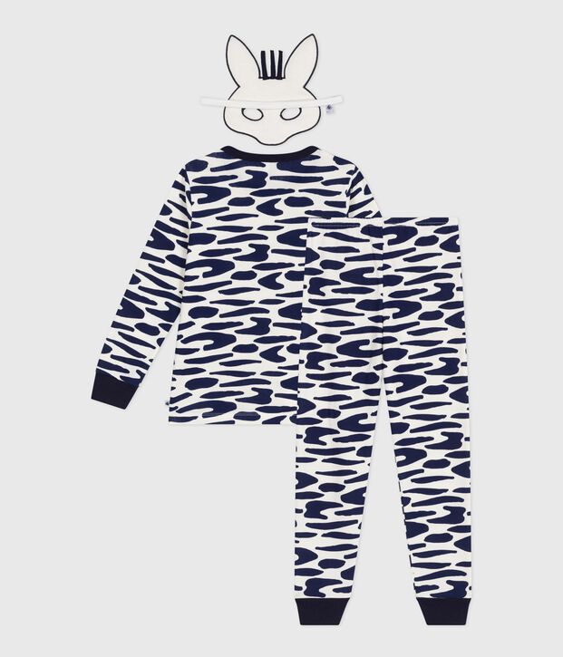 Children's zebra print cotton fancy dress pyjamas blue/blue
