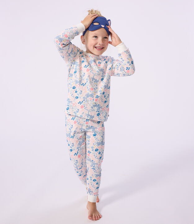 Children's floral print cotton fancy dress pyjamas white/multicolor