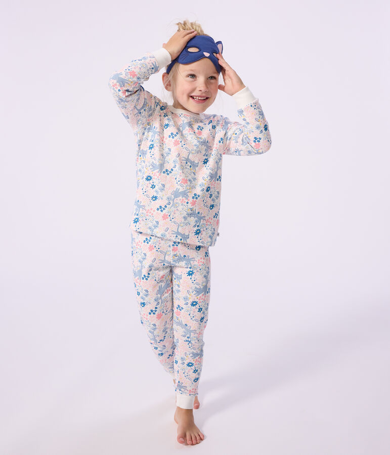 Children's floral print cotton fancy dress pyjamas white/multicolor
