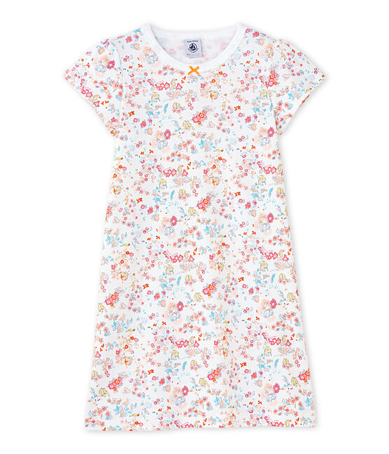 Girls' print nightdress ECUME white/CUPCAKE pink/MULTICO