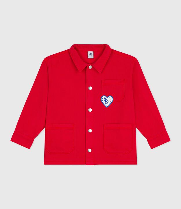 Children's jacket in plain cotton red