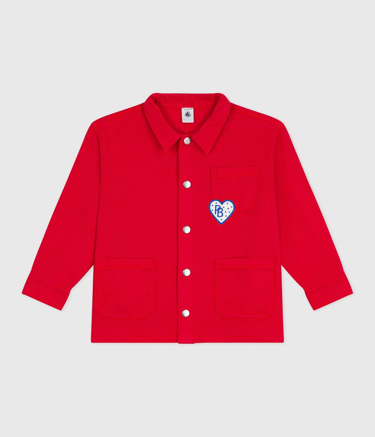 Children's jacket in plain cotton red