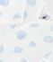 Babies' brushed fleece heart-print pyjamas with a collar MARSHMALLOW /ADRIATIC