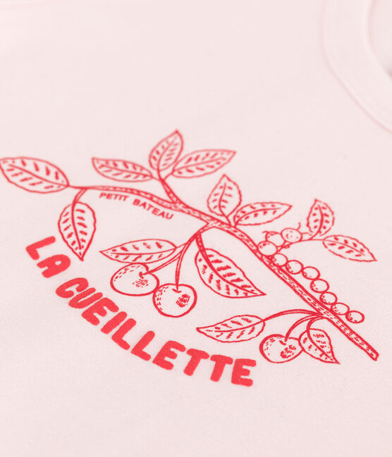 Children's short-sleeved printed cotton T-shirt FLEUR pink