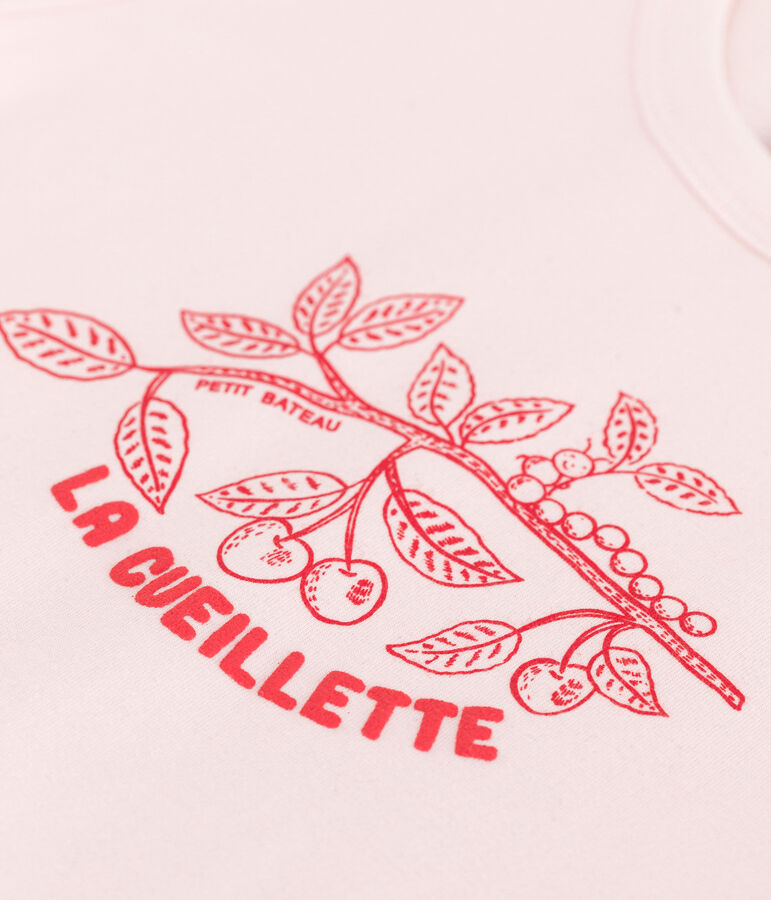Children's short-sleeved printed cotton T-shirt pink