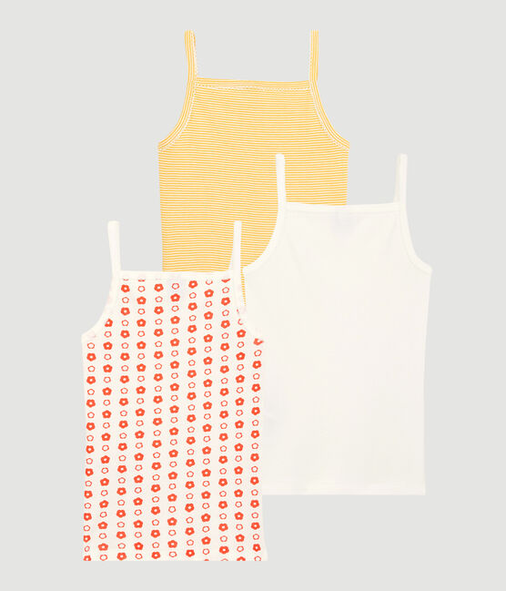 Girls' Graphic Floral Print Organic Cotton Vest Tops - 3-Pack variante 1