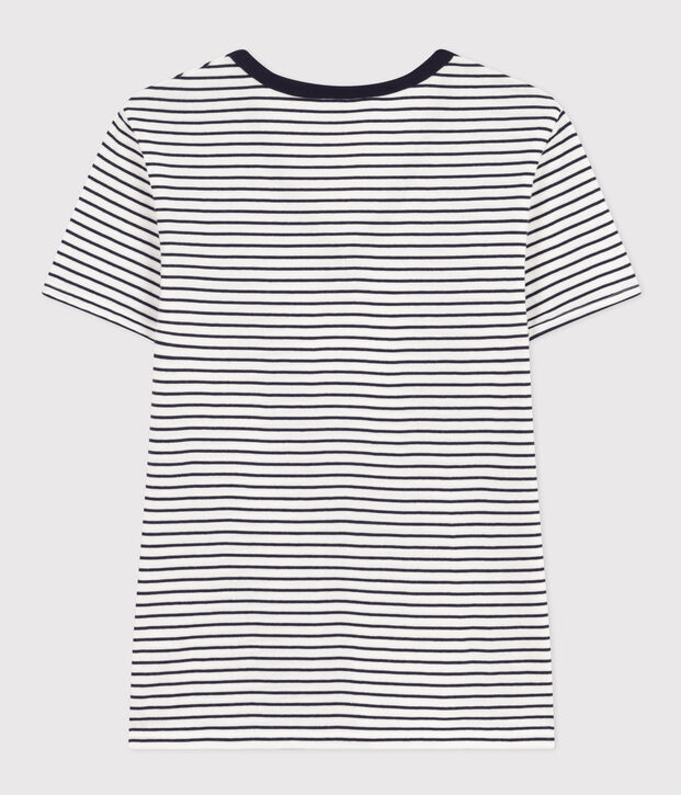 Women's Iconic Striped Cotton V-neck T-Shirt white/blue