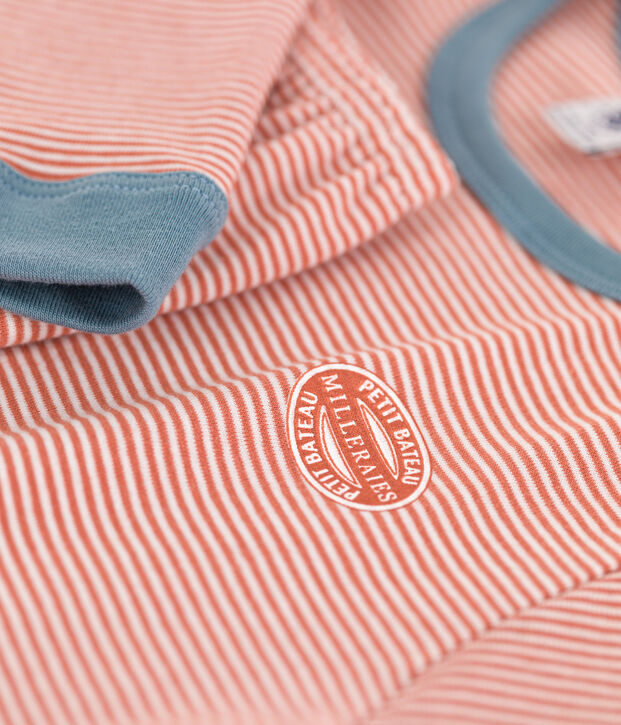 Children's Unisex Pinstriped Cotton Pyjamas pink/white