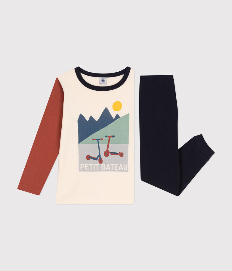 Children's Plain Cotton Scooter Print Pyjamas blue/multicolor