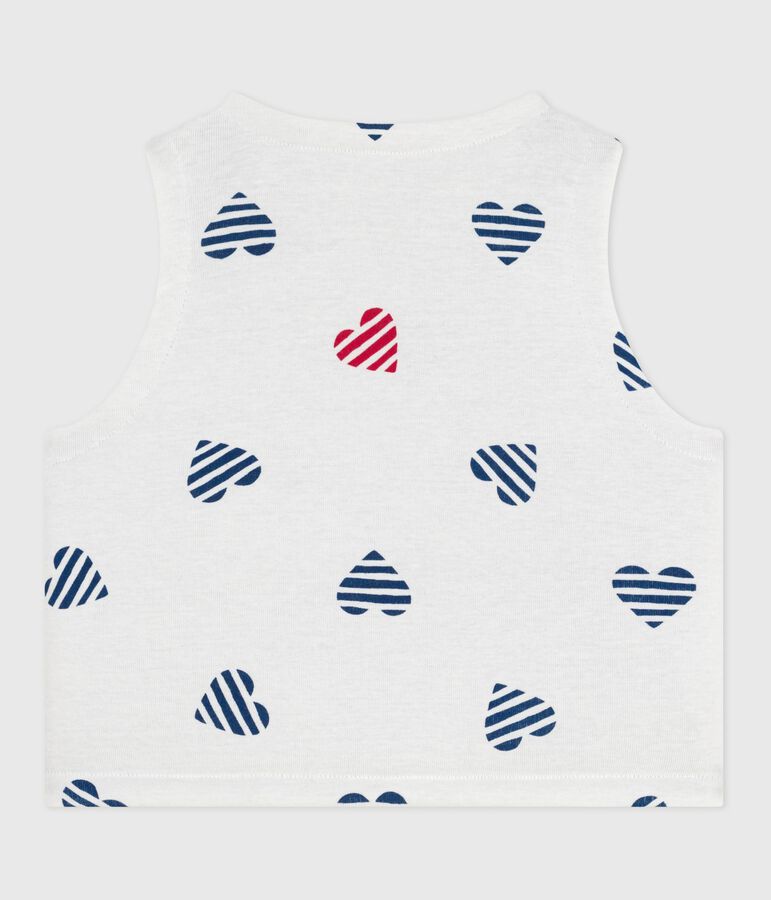 Babies' sleeveless reversible printed cotton cardigan white/red